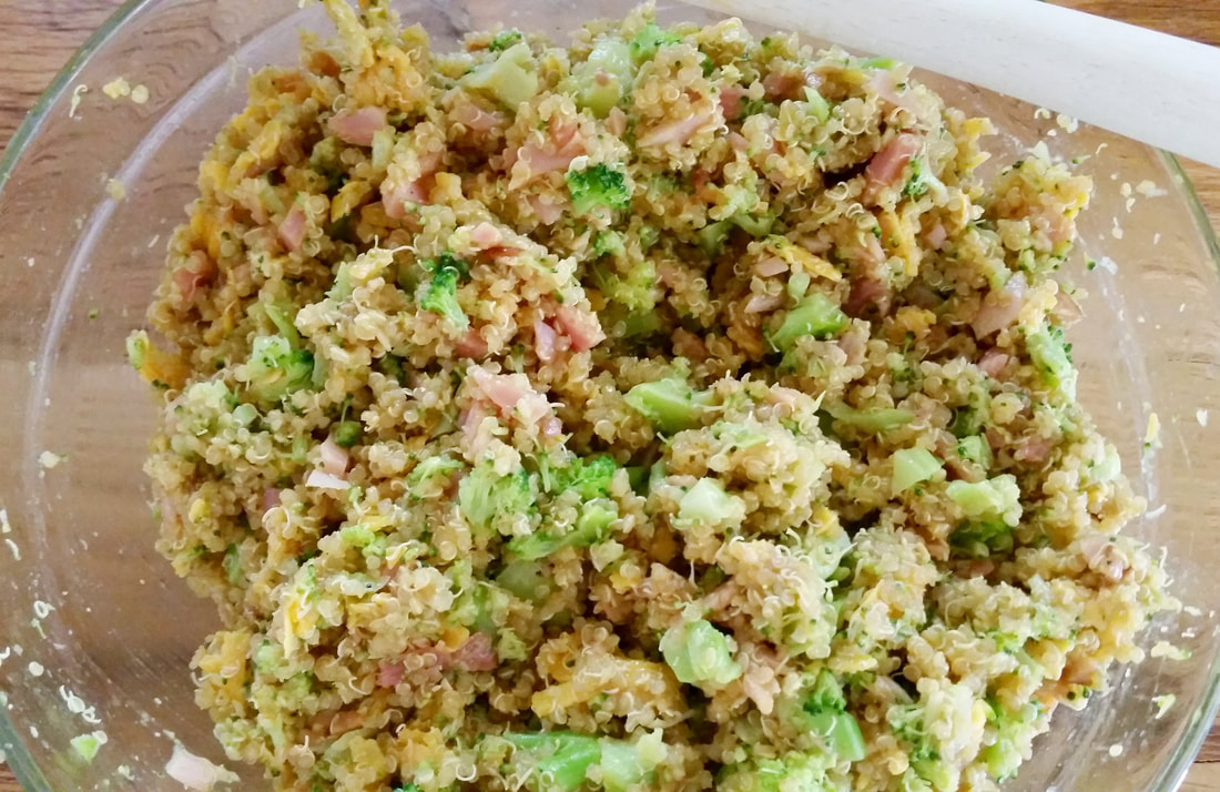 Quinoa Bites: Ham, Cheese, Broccoli